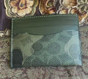 Coach Authentic  leather large slim card case with ID window. thumbnail 1