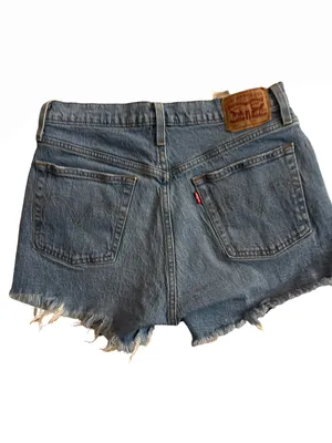 Levi's Light Blue Frayed Hem Denim Cutoff Shorts thumbnail 2
