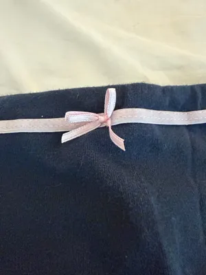 Classic Navy Tube Top with Cute Baby Pink Bow Lining - Subdued XS thumbnail 2