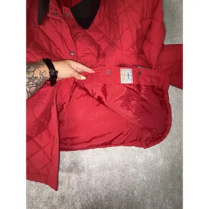 LL Bean Quilted Chore Barn Jacket Ladies Large Red Brown Corduroy Trim VTG thumbnail 10