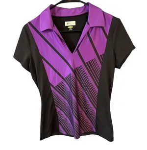 Greg Norman Women’s Play Dry Golf Polo Shirt Purple & Black Size Medium thumbnail 1