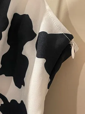 Cow-Print Mini Slip Dress in Black and White thumbnail 4