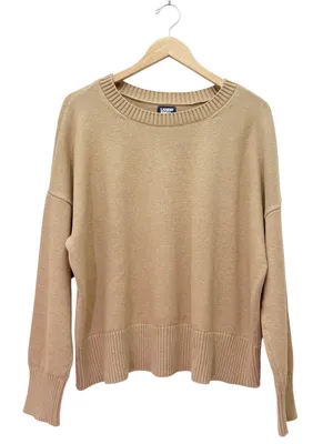 Lands’ End Drifter Sweater Sz XL 18 Tan Cotton Oversized Crewneck Coastal thumbnail 2