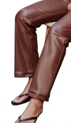 Abercrombie 90s Straight Ultra High Rise Faux Leather Pants Brown - Size 29/8 thumbnail 1