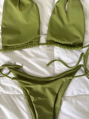 Olive Green Halter Top Bikini Set Small thumbnail 5