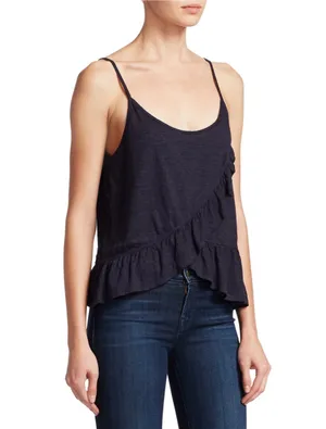 A.L.C. Ruffle Linen Knit Tank Top Small thumbnail 2