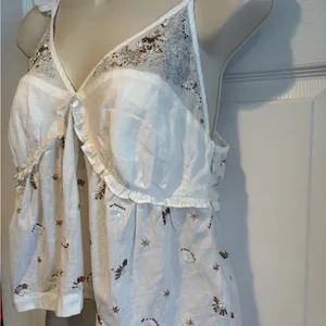 NWT Anthropologie Ivory‎ Beaded Embroidered Reversible Cotton Tank Top Babydoll thumbnail 2