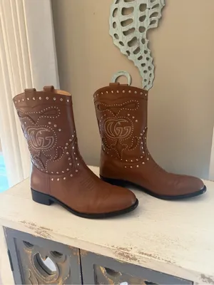 Gucci women’s country cowboy stud boots logo women’s 10 thumbnail 3