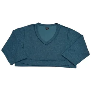 BDG Urban Outfitters Teal Knit Three Quarter‎ Sleeve Oversize Croptop Coastal S thumbnail 2