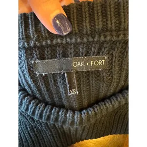Oak + Fort Sweater Women XS Washed Black Ribbed Knit Cotton Crew‎ Neck Pullover thumbnail 7