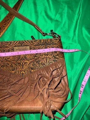 NWT Wrangler Brown Fringe Crossbody with Embossed Floral Panel Western Feel thumbnail 7