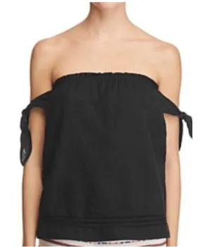 Paige Lynley Off the Shoulder Top Women's L Black‎ Boho thumbnail 1