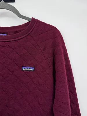 Patagonia Organic Cotton Quilt Crew Women M Chicory Red Quilted Sweatshirt‎ thumbnail 4