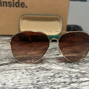 Gold Aviator Sunglasses with Brown Lenses thumbnail 4