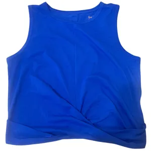Lilly Pulitzer Luxletic Tank Top Women M Blue Excellence Twist Hem thumbnail 1
