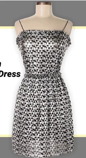 Zara Metallic silver black Cocktail mini Dress thumbnail 1
