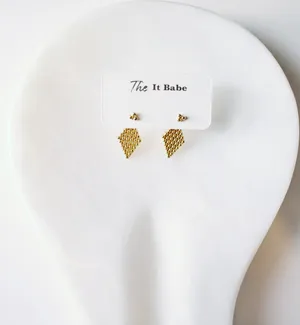 geometric gold Stud Earrings thumbnail 3