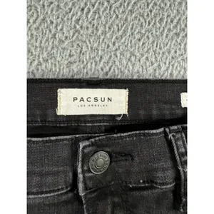 PacSun Denim Shorts Women 30 Black Shortie Faded Stretch Rolled Hem Boho Western thumbnail 6