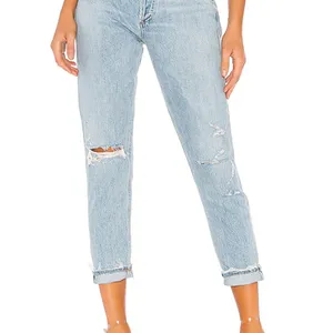 Agolde Light Blue Distressed High Rise Jeans thumbnail 7