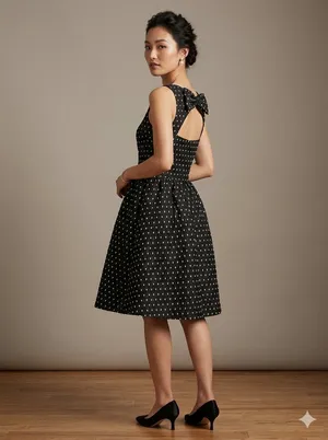 Quinn Black and White Embroidered Back Cutout Mini Dress Small thumbnail 8