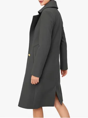 Women's Dark Grey Pea Coat Long Sleeve Regular Fit Overcoat Winter Outerwear AW6 thumbnail 3