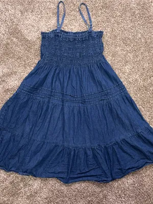 Blue Denim Smocked Tiered Dress thumbnail 1