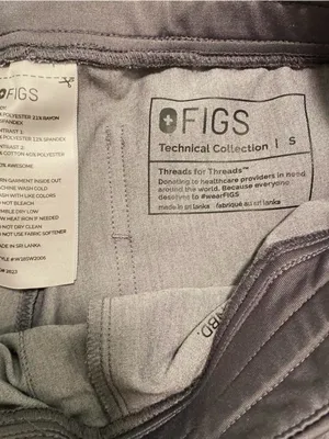 FIGS Technical Collection Gray Jogger Scrubs w/ Teal Drawstring - Size S thumbnail 3