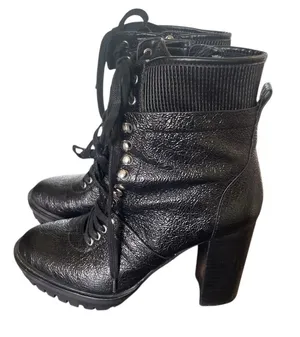 Vince Camuto Ermania Lace up Combat Bolck Platform Boots Black 8.5 thumbnail 1