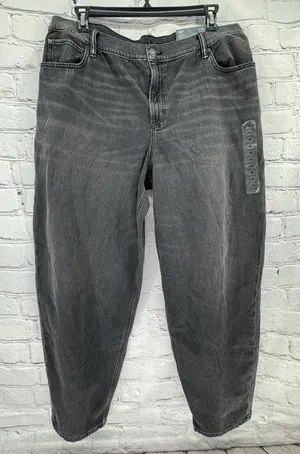 NWT American Eagle Jeans 18 Standard Washed Black Low Rise Strigid Baggy Barrel thumbnail 1
