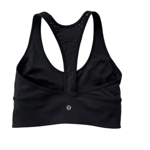 Lululemon Bra Racer Back Embroidered Eyelet Sports Bra Black Size 6 thumbnail 7