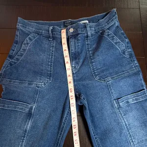 J.Crew Straight Leg‎ Cargo Jeans Medium Wash Blue Utility Denim 31P Petite thumbnail 6