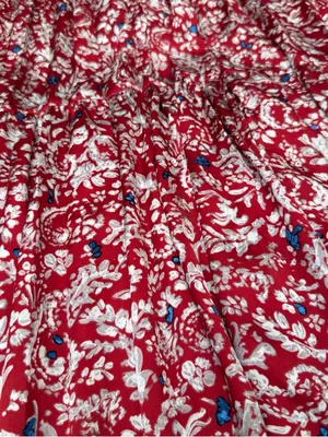 Zara Red Floral Maxi Skirt with White and Blue Accents thumbnail 2