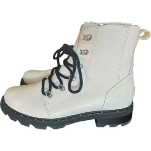 Womens Sorel Lennox White Lace Up STKD Waterproof Leather Combat Boots - Sz 9 thumbnail 2