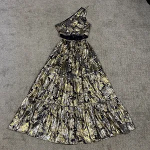 J Crew Collection Dress Womens 0 One Shoulder Silk Lurex Metallic Lily Swirl New thumbnail 7