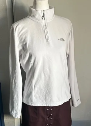The North Face Women's White Quarter-Zip Pullover Lightweight Fleece Jacket thumbnail 1