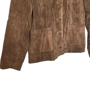 VTG Anne Klein Y2K XL Suede Leather Button Up Jacket chocolate Brown thumbnail 10