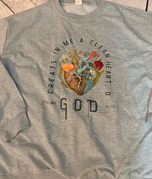 Women’s crewneck sweater 1x create in me a clean heart oh God thumbnail 1