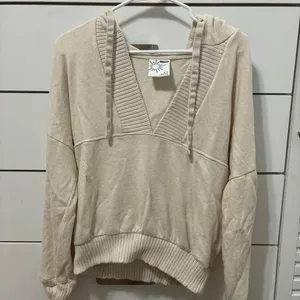 Aerie Offline Cream V Neck Sweatshirt thumbnail 1