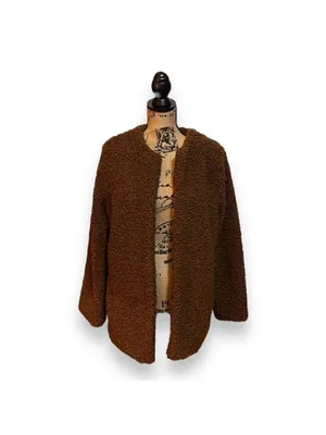 Teddy Jacket Coat Women’s Size Medium Brown Max Studio thumbnail 3