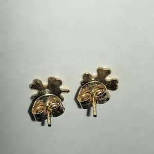 Gold Tone Clover Stud Earrings thumbnail 4