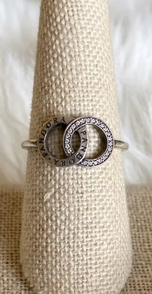 Pandora Signature Circle Logo Ring CZ Sterling Silver Size 8.5 thumbnail 1