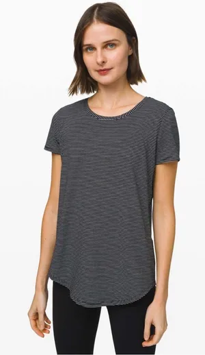 Lululemon Love Crew III SS Tshirt Hype Stripe Black White size 6 thumbnail 1