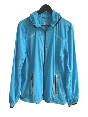 L.L. Bean Windbreaker Jacket Women XL Blue Gorpcore Full Zip Reflective Hooded thumbnail 1