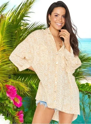 Show me Your Mumu Johns‎ Button Down Shirt in Desert Snake Beach Coastal Size M thumbnail 1