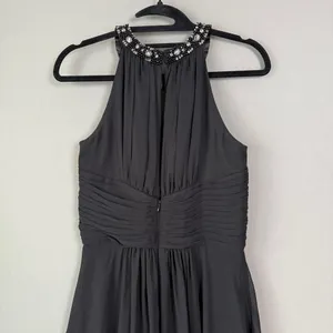 Eliza J. sz‎ 6 black rhinestone studded halter gown dress thumbnail 9