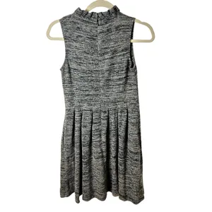 Ganni Anthropologie Pinnacle Tweed Knitted Ruffle Mock Neck Dress Medium thumbnail 3
