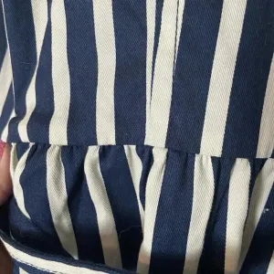 Express Women's S Blue White Striped Pleated Back Trench Coat Size Small Preppy‎ thumbnail 10
