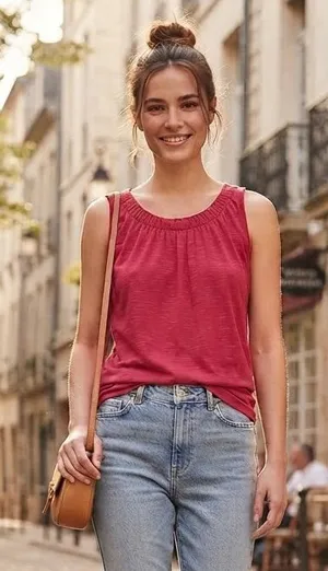 LOFT Sleeveless Gathered-Neck Tank thumbnail 1
