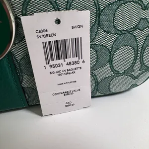 Coach C8306 Lonnie Baguette In Signature Jacquard & Leather Green thumbnail 9