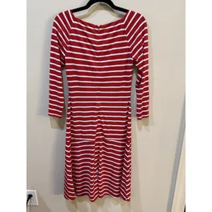 Lauren‎ Ralph Lauren Red Striped Drop Waist Dress Size 2 Nautical Square Neck thumbnail 4